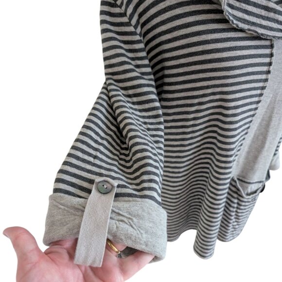 Neon Buddha Tunic Top Cowl Neck Grey Stripes Assymetric Cotton Women's Medium - Picture 7 of 13